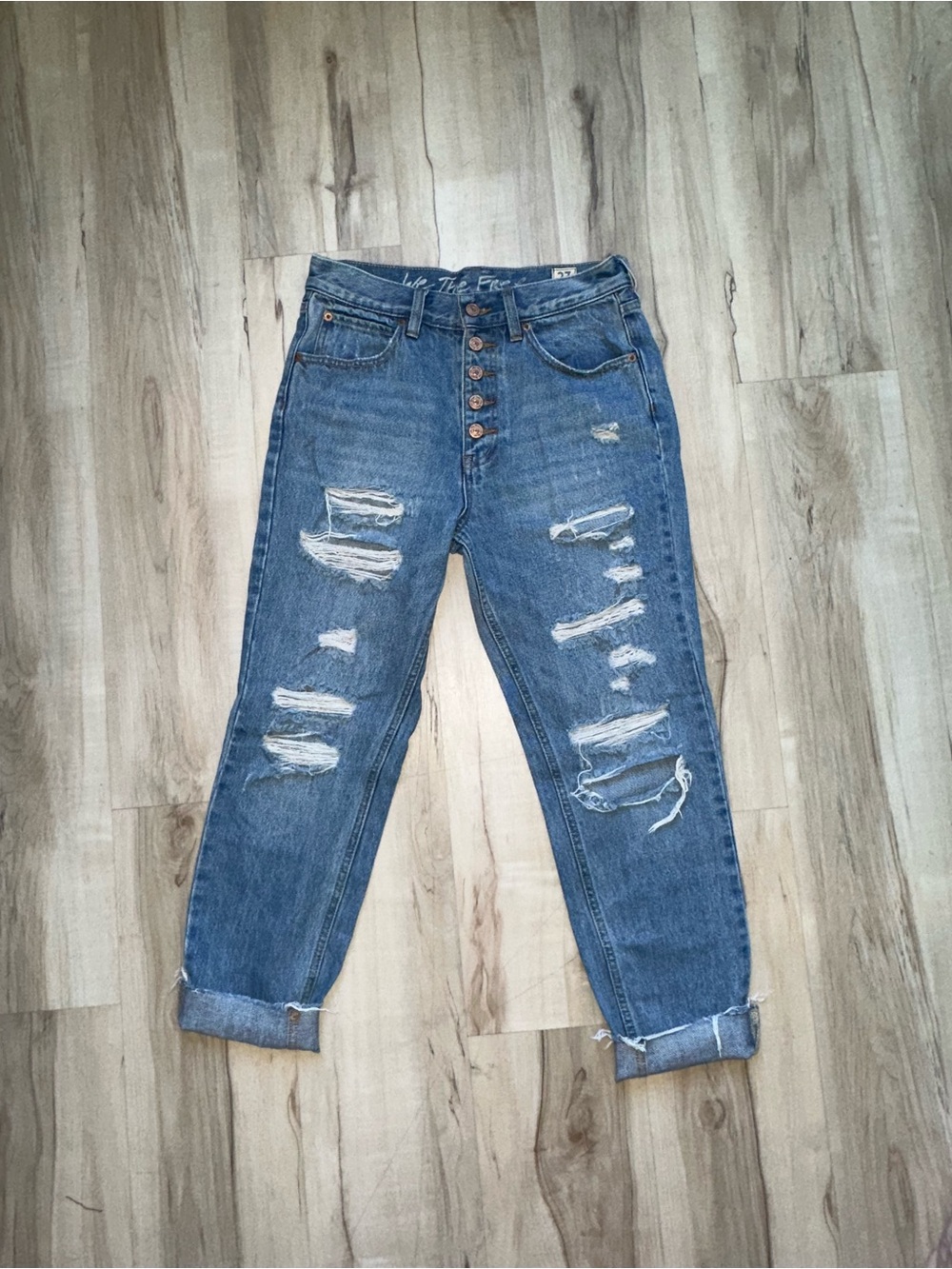 Free People Distressed Mom Jeans